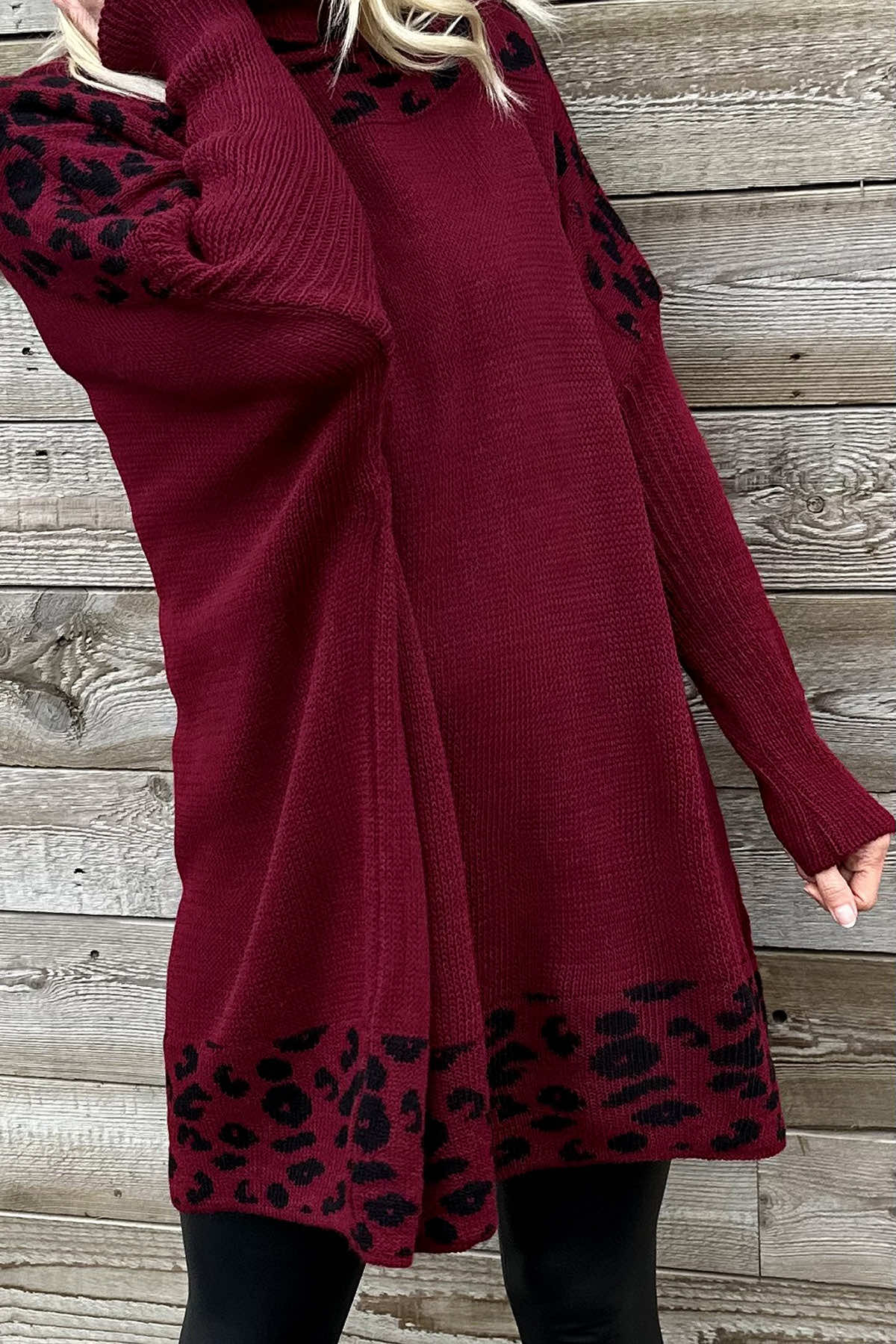 Robyn Leopard Knit Jumper Wine