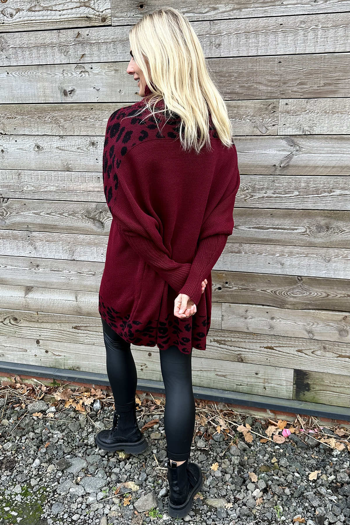 Robyn Leopard Knit Jumper Wine