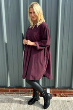 Caggia Pocket Needlecord Tunic Burgundy Burgundy - Caggia Pocket Needlecord Tunic Burgundy