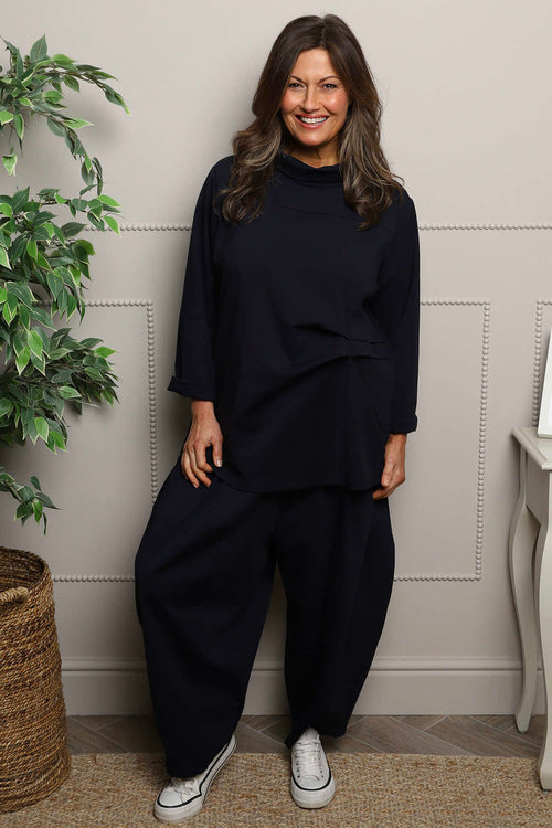 Celandine Cowl Neck Top Navy - Image 2