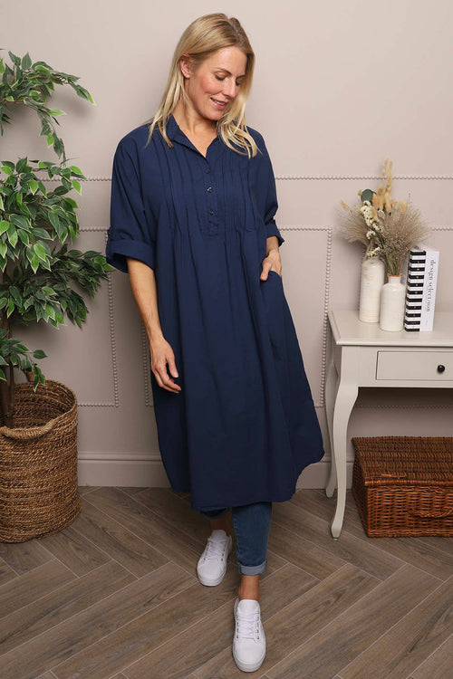 Janie Cotton Dress Navy - Image 2