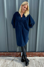 Caggia Pocket Needlecord Tunic Navy Navy - Caggia Pocket Needlecord Tunic Navy