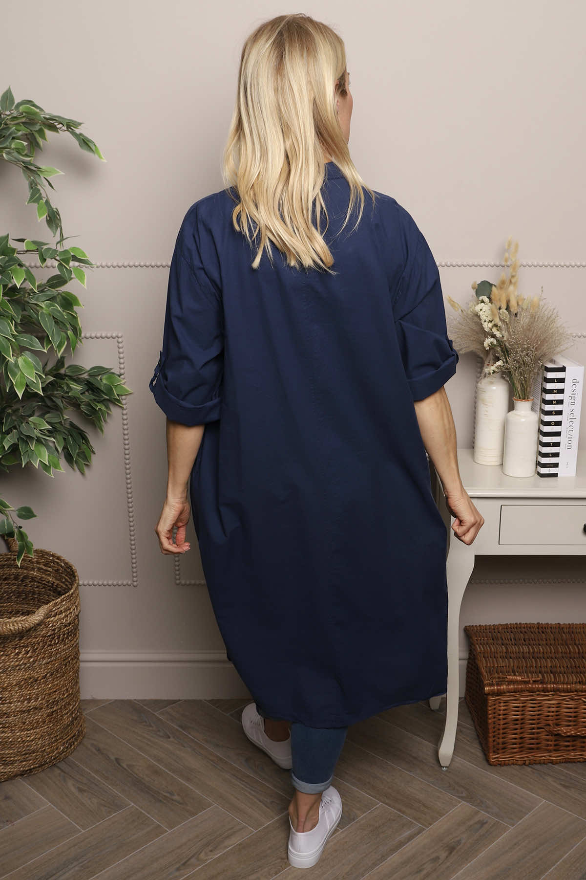 Janie Cotton Dress Navy