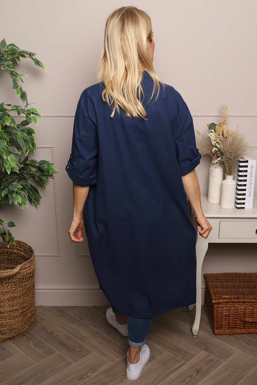 Janie Cotton Dress Navy - Image 4