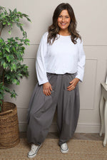 Clarinda Cotton Harem Trousers Mid Grey Mid Grey - Clarinda Cotton Harem Trousers Mid Grey