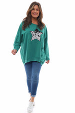 Selsey Sequin Star Cotton Top Emerald Emerald - Selsey Sequin Star Cotton Top Emerald