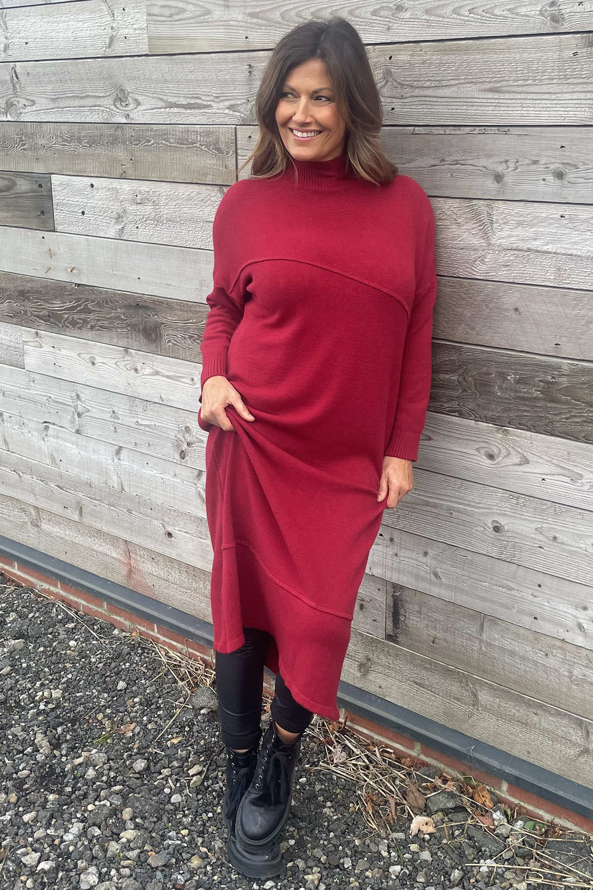 Yuna Knitted Dress Wine