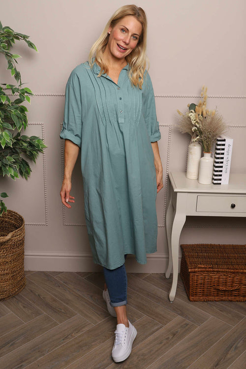 Janie Cotton Dress Sage Green - Image 2