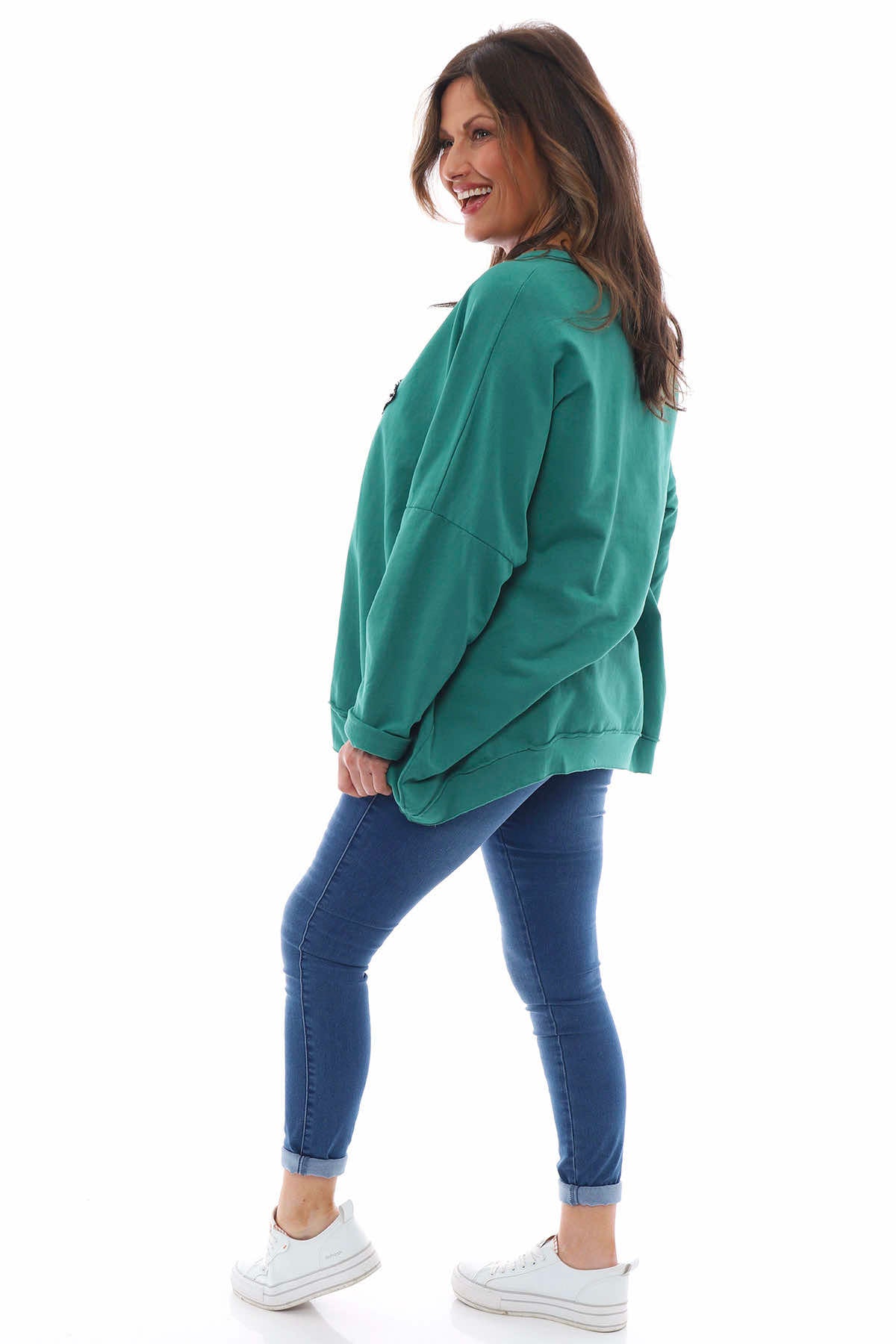 Selsey Sequin Star Cotton Top Emerald