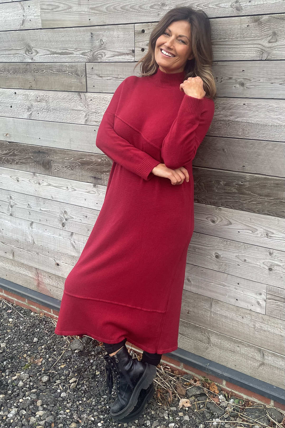 Yuna Knitted Dress Wine