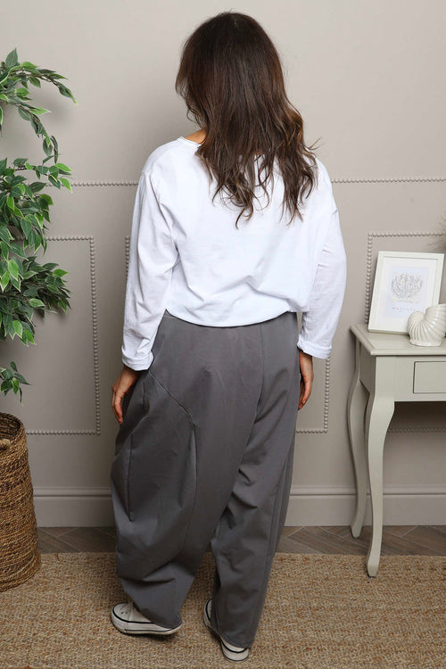 Clarinda Cotton Harem Trousers Mid Grey - Image 5