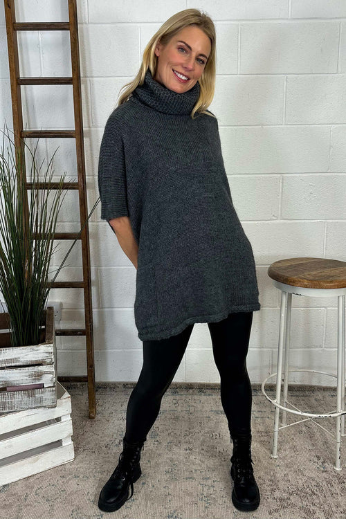 Norah Polo Neck Knitted Jumper Charcoal - Image 1