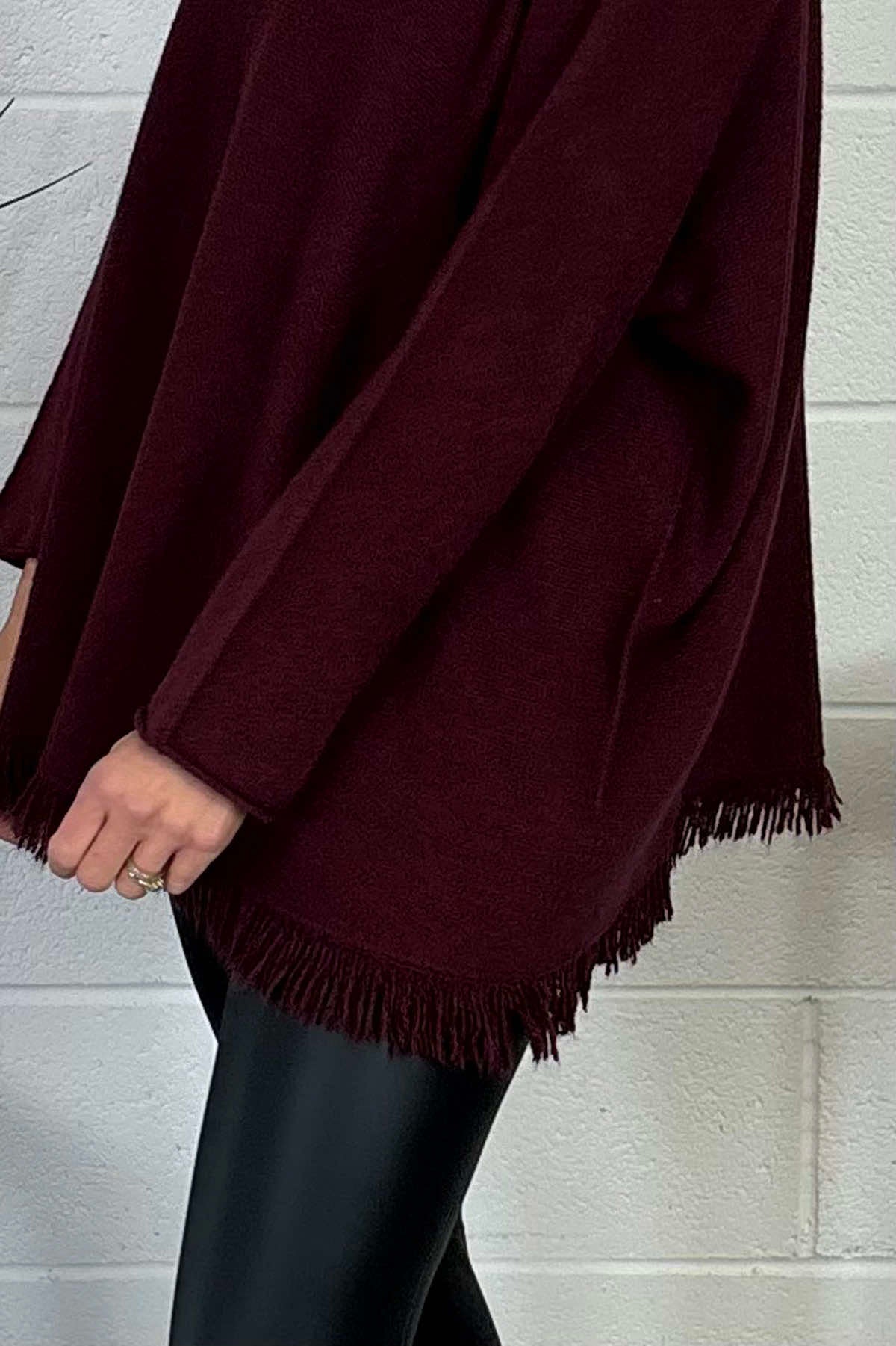 Sally Fringe Hem Jumper Wine