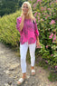 Faye Print Linen Top Fuchsia