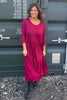 Lenora Tiered Cotton Dress Wine