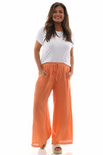 Corzano Linen Palazzo Pants Orange Orange - Corzano Linen Palazzo Pants Orange