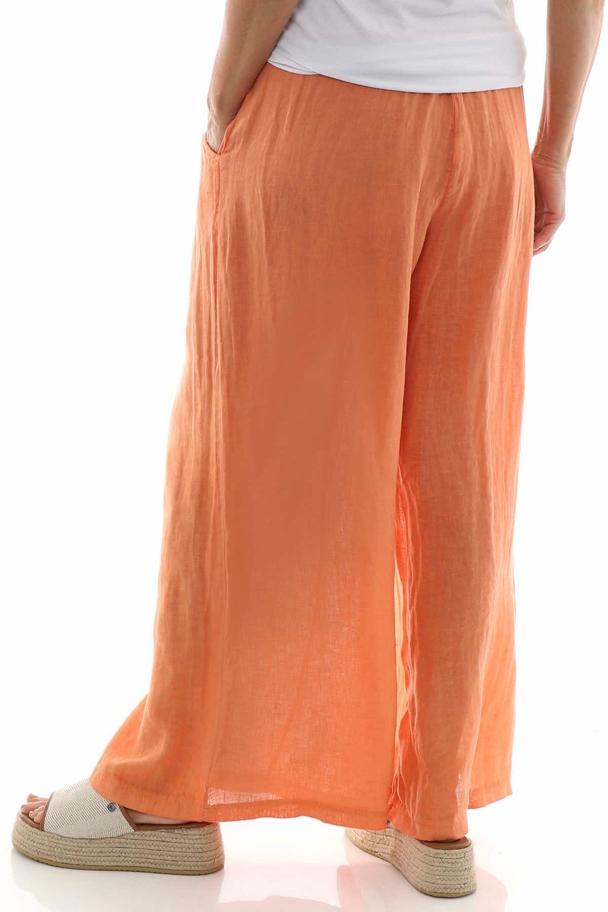 Corzano Linen Palazzo Pants Orange