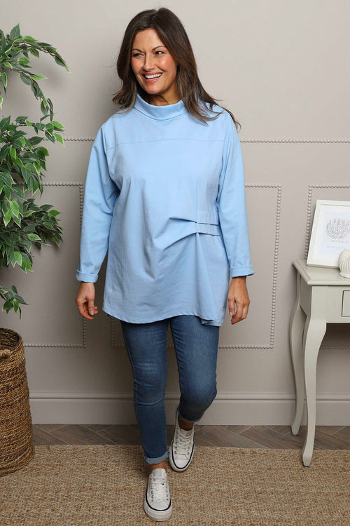 Celandine Cowl Neck Top Powder Blue - Image 3