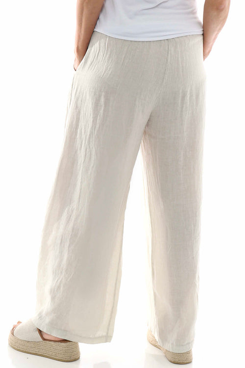 Corzano Linen Palazzo Pants Light Stone - Image 5