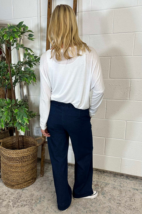 Caroline Wide Leg Denim Trousers Dark Denim - Image 4