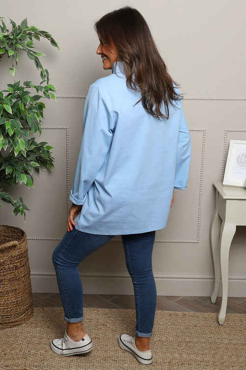 Celandine Cowl Neck Top Powder Blue - Image 5