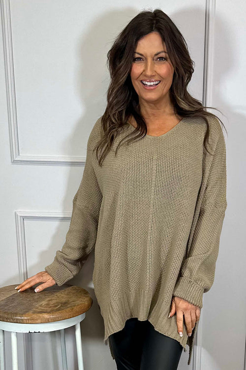 Bo Slouch V-Neck Jumper Mocha - Image 2