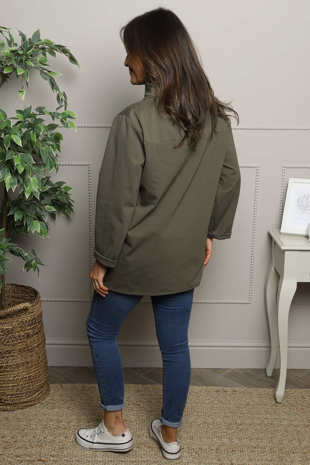 Celandine Cowl Neck Top Khaki