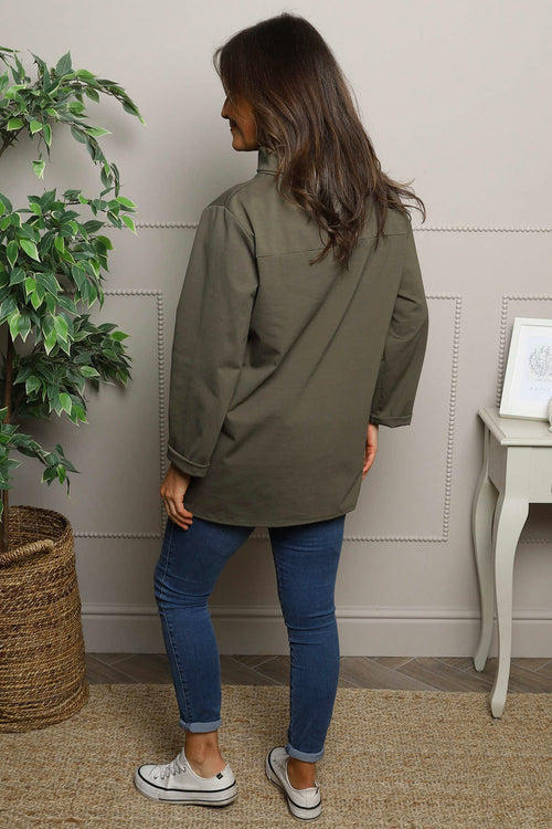 Celandine Cowl Neck Top Khaki - Image 5