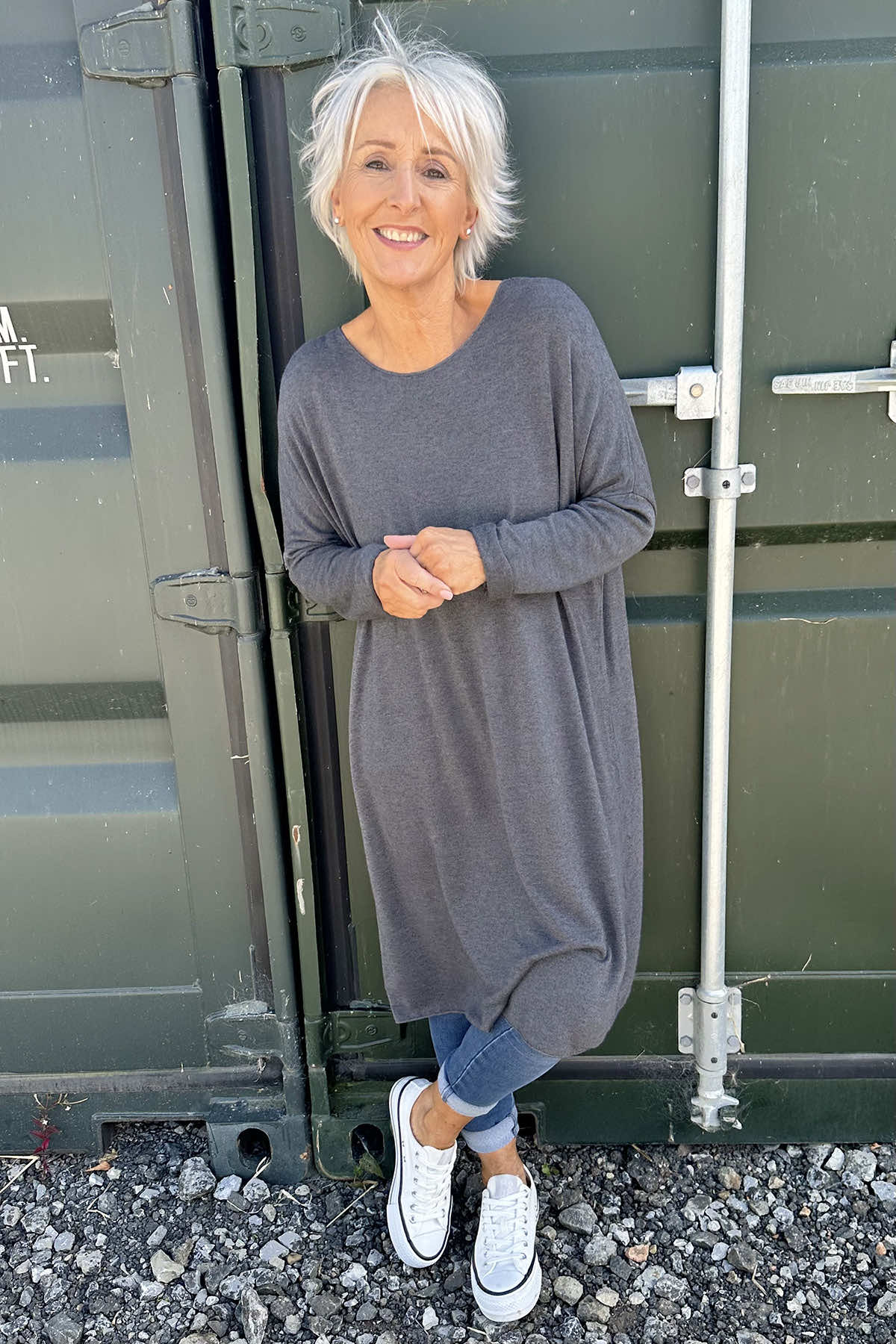 Maggie Knitted Tunic Mid Grey