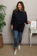 Celandine Cowl Neck Top Navy Navy - Celandine Cowl Neck Top Navy