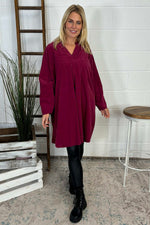 Caggia Pocket Needlecord Tunic Wine Wine - Caggia Pocket Needlecord Tunic Wine