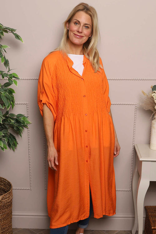 Emersyn Crinkle Shirt Dress Orange - Image 2