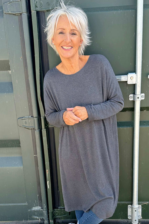 Maggie Knitted Tunic Mid Grey - Image 3