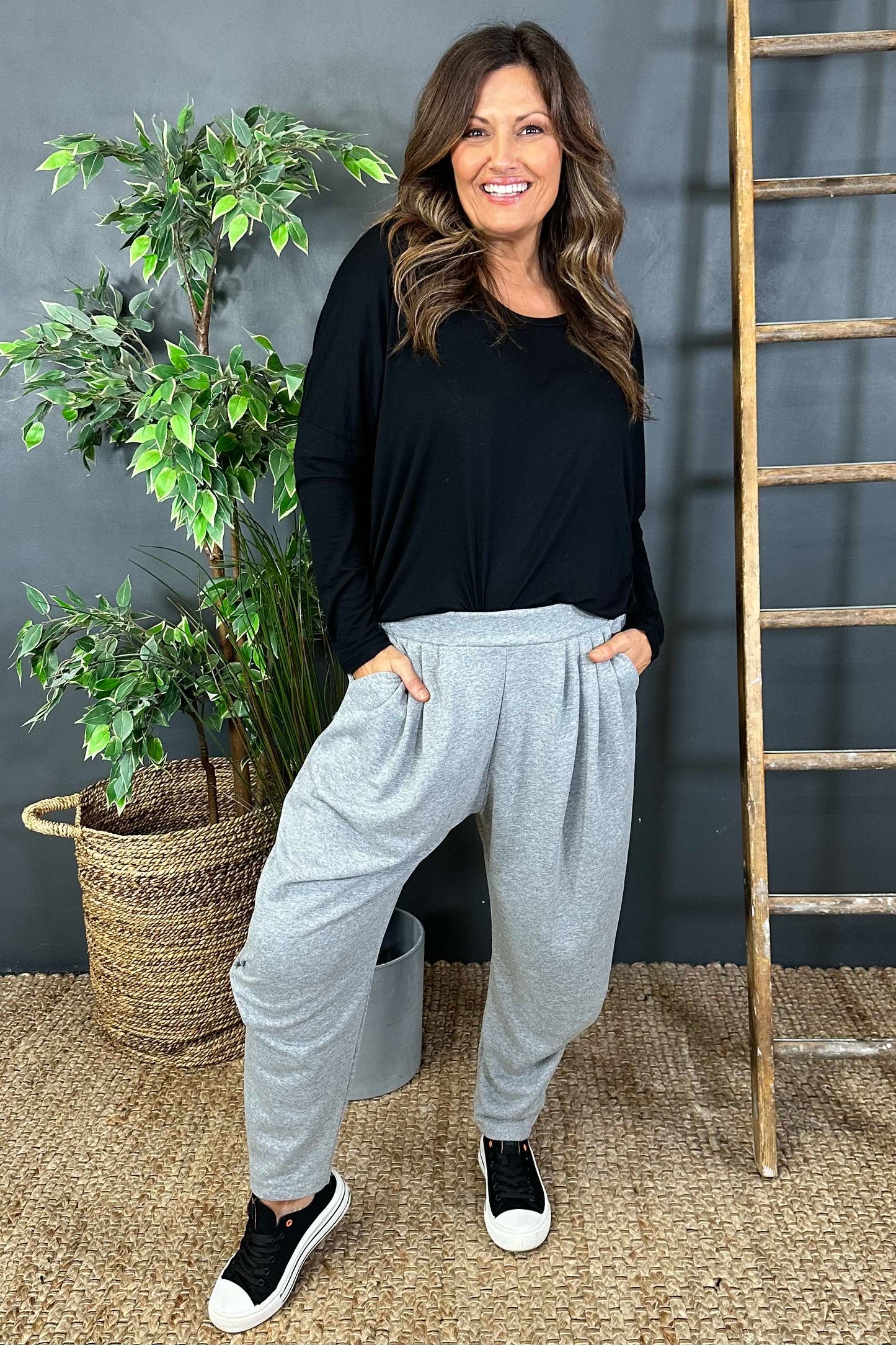 Katy Cotton Joggers Marl Grey