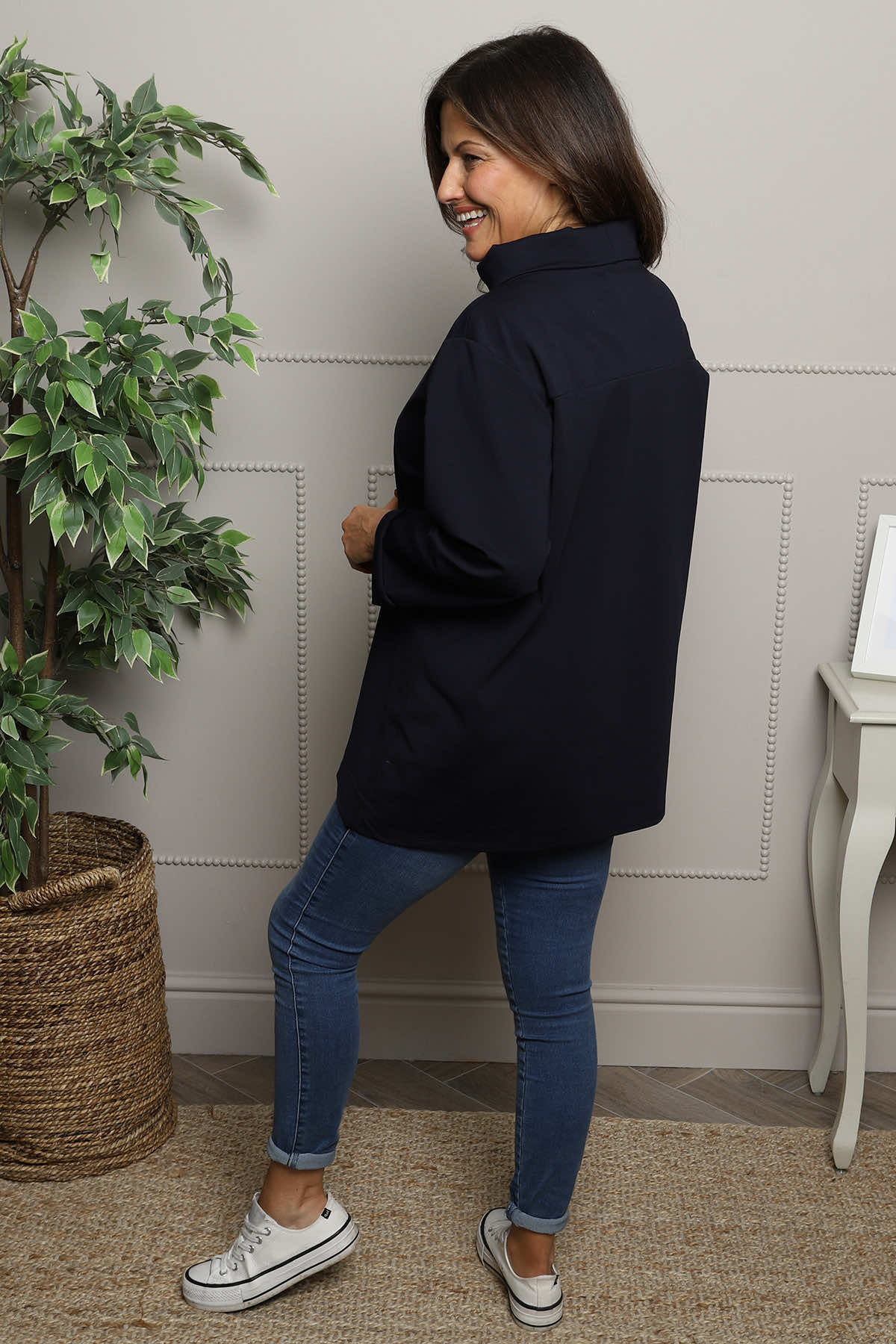 Celandine Cowl Neck Top Navy