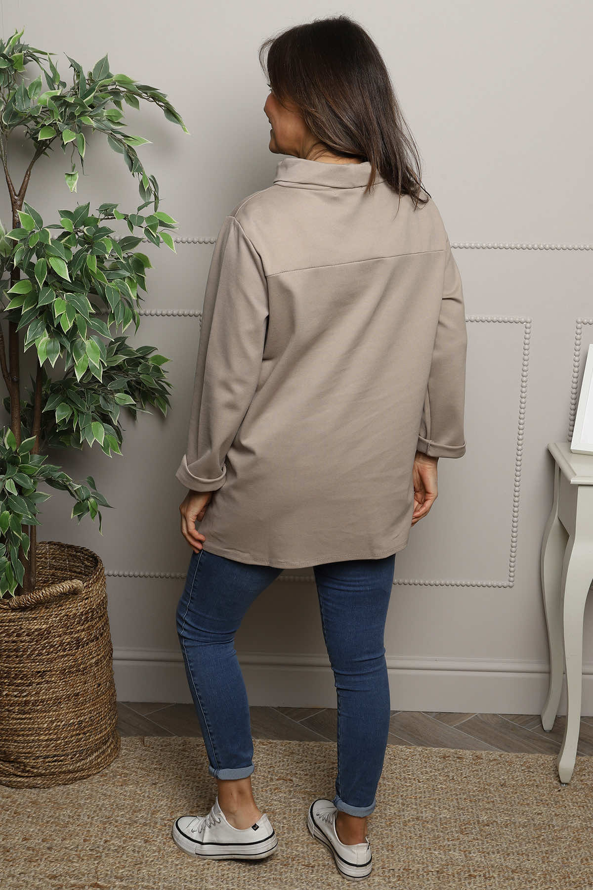 Celandine Cowl Neck Top Light Mocha