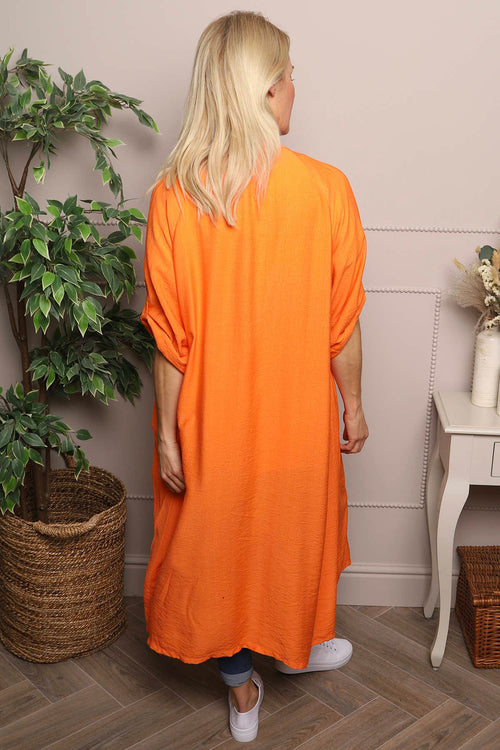 Emersyn Crinkle Shirt Dress Orange - Image 4
