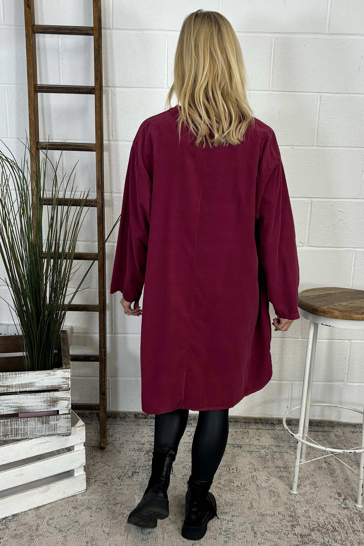 Caggia Pocket Needlecord Tunic Wine