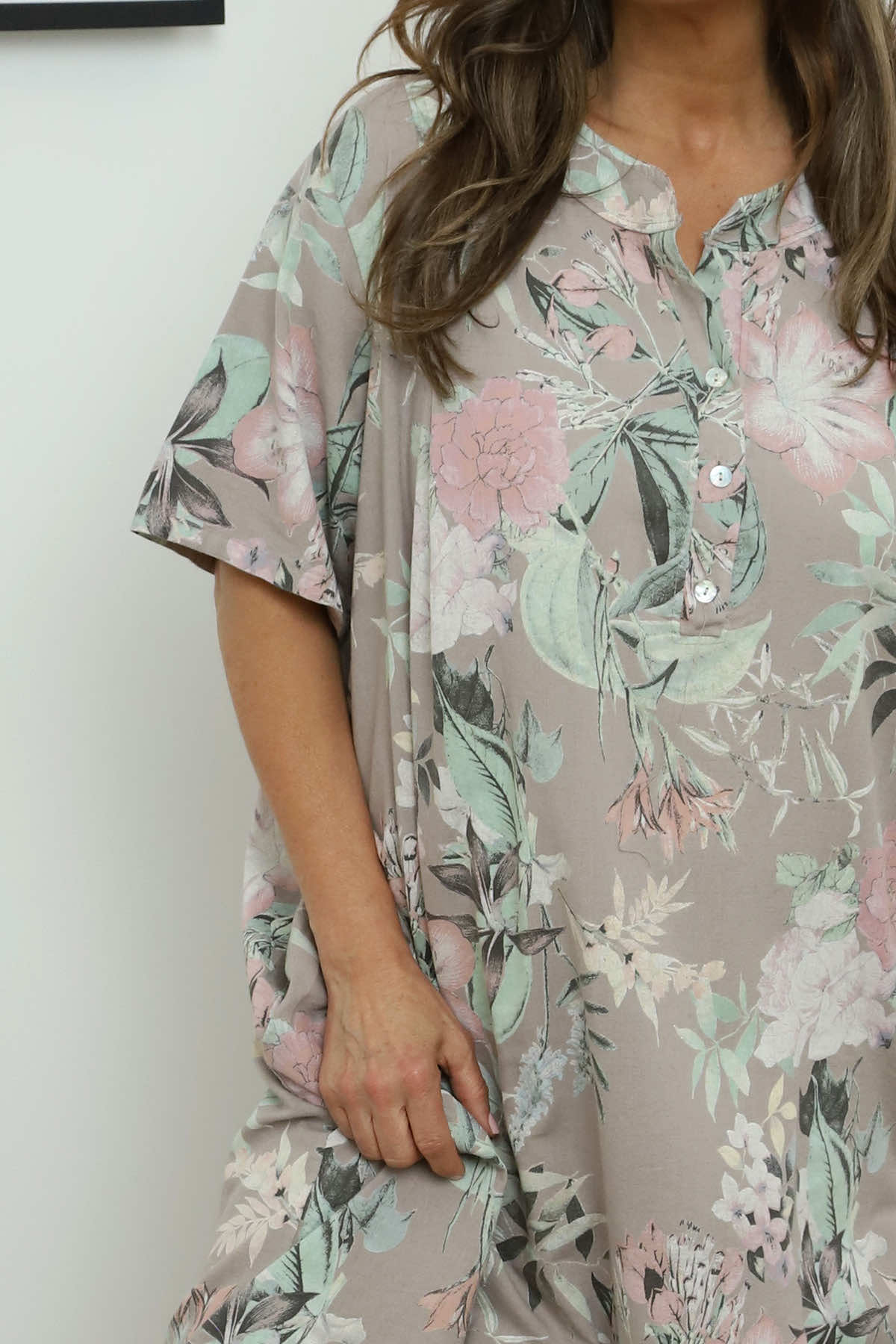 Mavis Floral Linen Dress Mocha