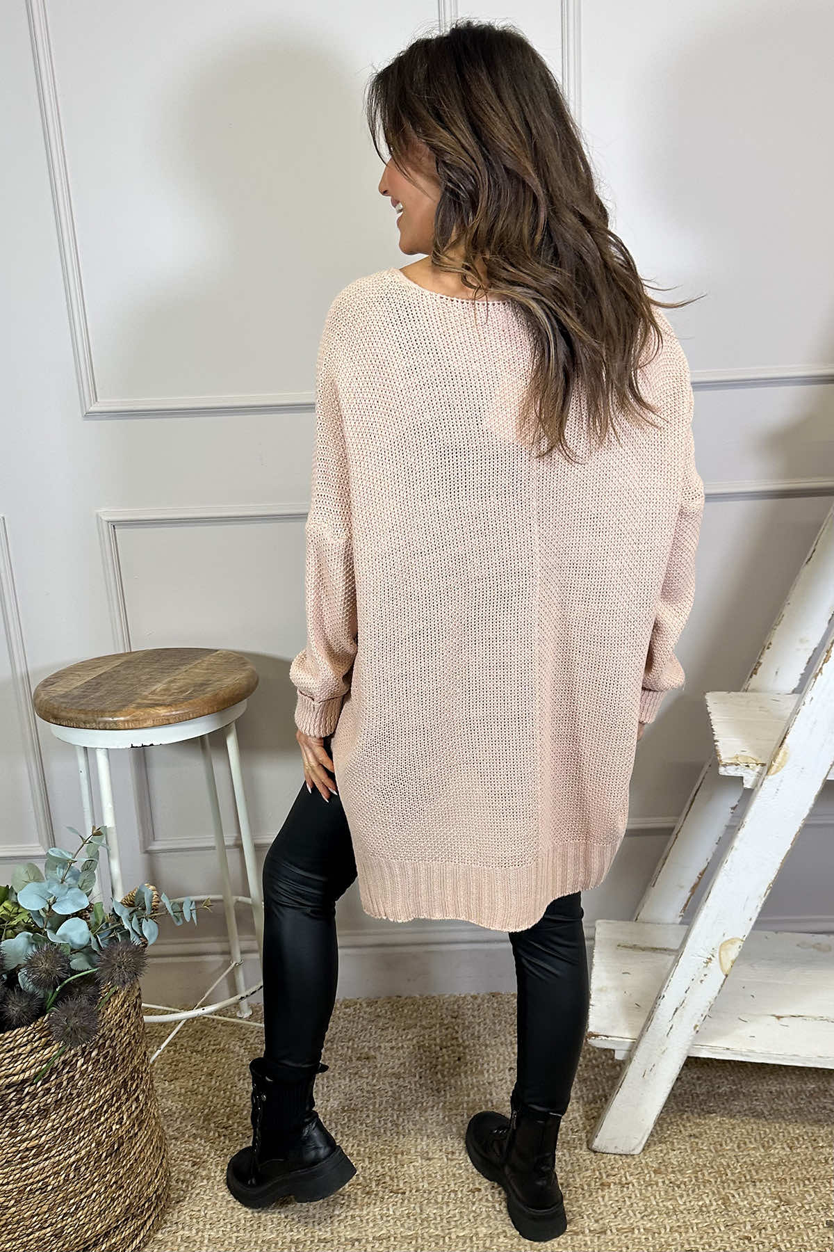 Bo Slouch V-Neck Jumper Pink