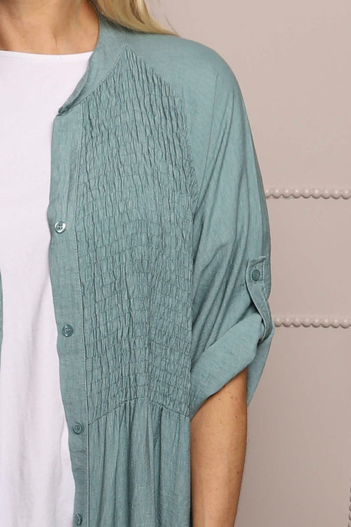 Emersyn Crinkle Shirt Dress Sage Green - Image 3