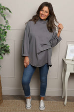 Celandine Cowl Neck Top Mid Grey Mid Grey - Celandine Cowl Neck Top Mid Grey