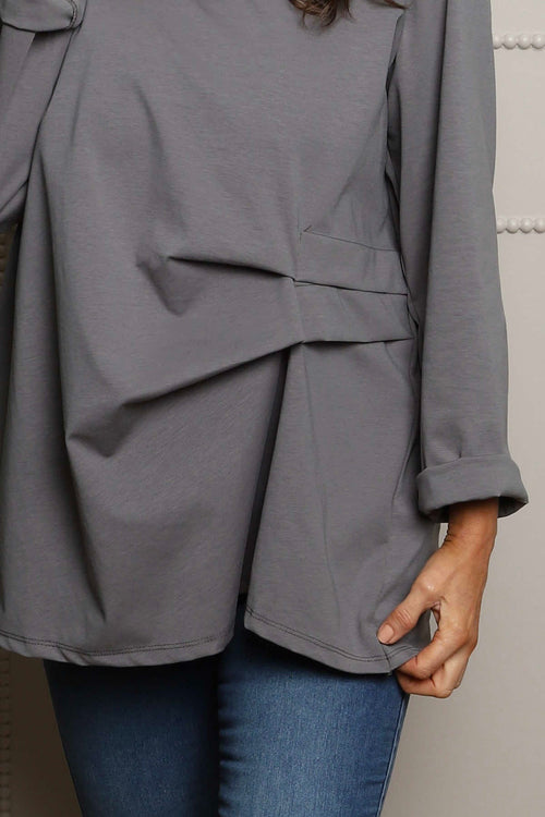 Celandine Cowl Neck Top Mid Grey - Image 3