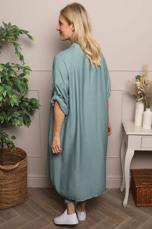 Emersyn Crinkle Shirt Dress Sage Green - Image 4