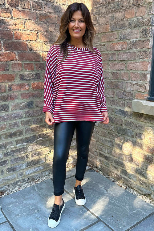 Marnie Stripe Cotton Top Wine