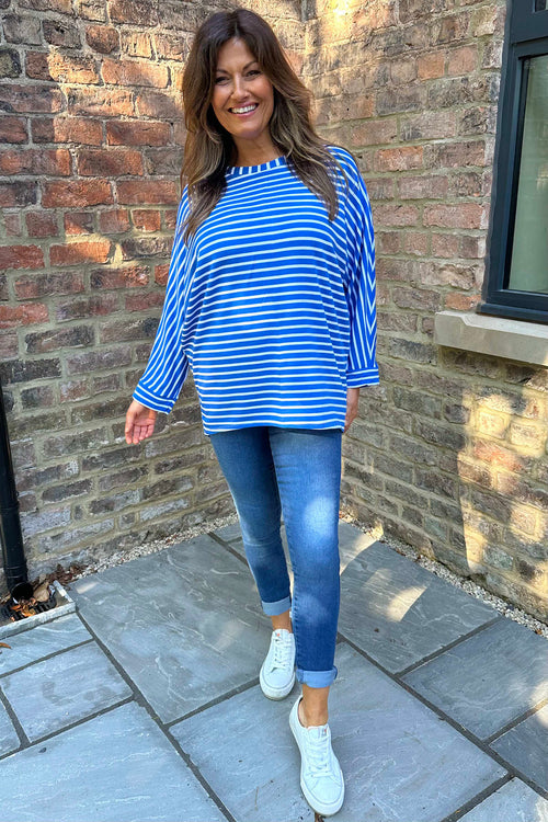 Marnie Stripe Cotton Top Cobalt