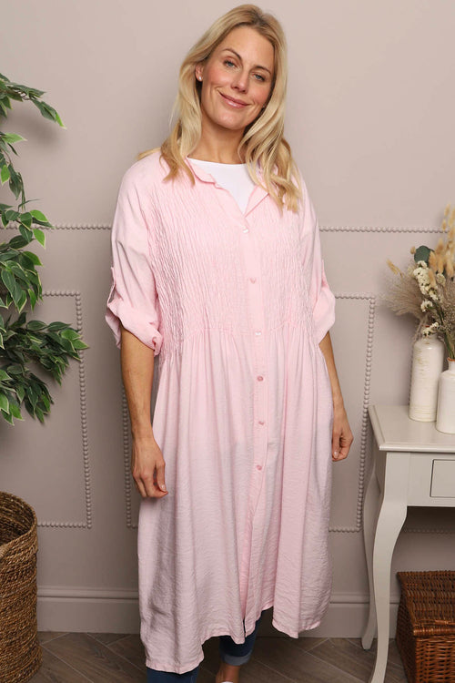 Emersyn Crinkle Shirt Dress Pink - Image 2