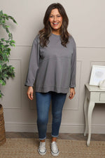 Maleah Seam Detail Top Mid Grey Mid Grey - Maleah Seam Detail Top Mid Grey