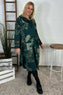 Charlize Print Cowl Neck Cotton Dress Bottle Green