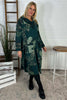 Charlize Print Cowl Neck Cotton Dress Bottle Green